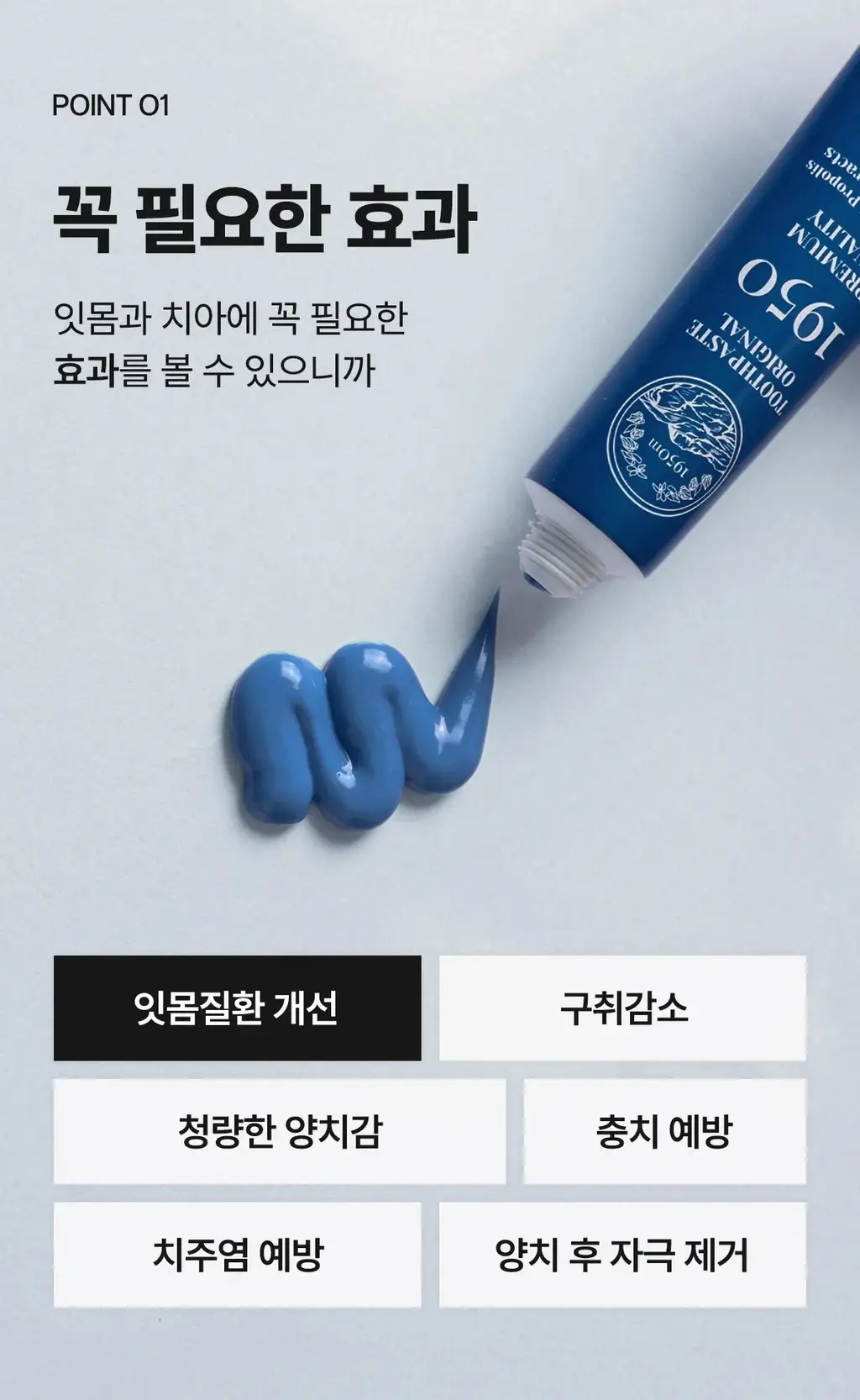 [무불소] 1950 제주 미네랄솔트 블루 치약 100g 상세페이지 6